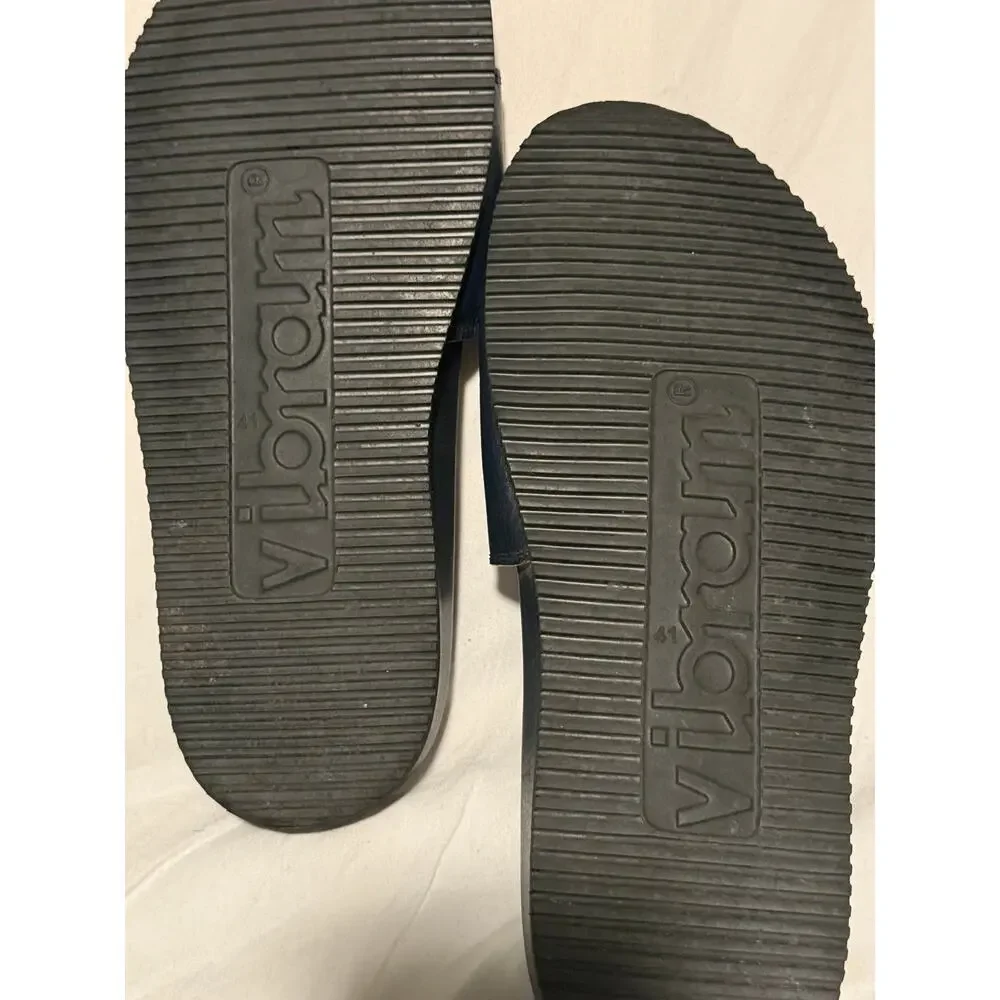 Buscemi Navy Leather Slide Sandals Vibram Sole EU 41